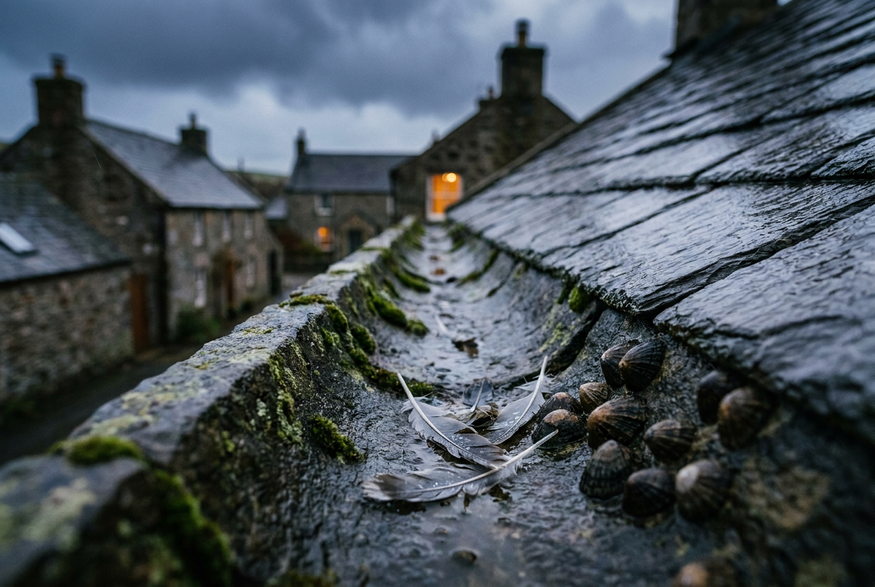 Cover photograph — The Rainways Cinematic cover photograph for the short story “The Rainways” by Z. Marlow — Begin at the upper cottages while the slates are still wet. Lift the gull feathers from the stone channels and leave the limpets. They do n…