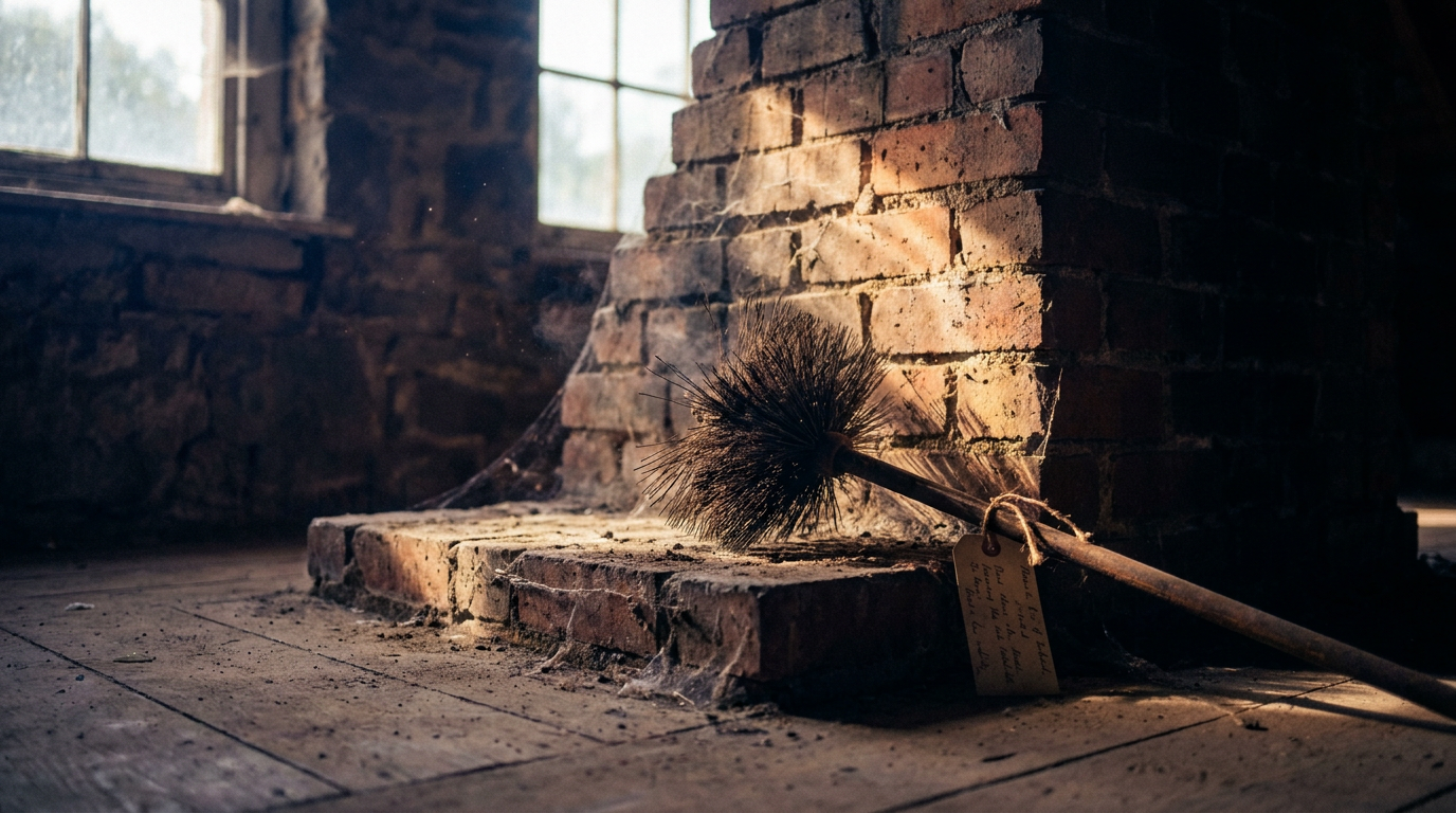 Cover photograph — Bread for the Chimneys Cinematic cover photograph for the short story “Bread for the Chimneys” by Z. Marlow — The brush comes back warm from Mrs. Pell’s west flue, although that hearth has been bricked for thirty winters