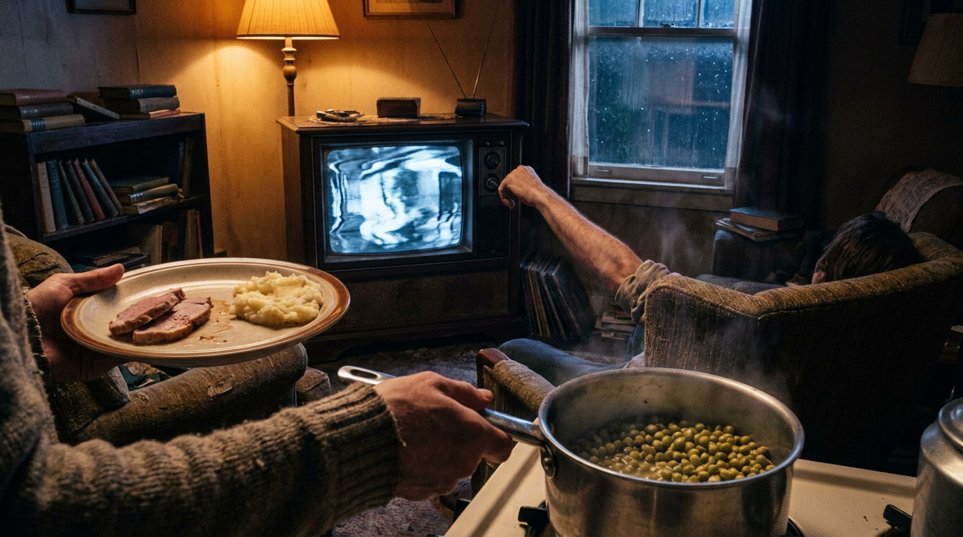 Cover photograph — A Place at Supper Cinematic cover photograph for the short story “A Place at Supper” by Z. Marlow — I carried the supper through before the picture settled. The potatoes were already losing their steam, and the peas had wrinkled in the sau…
