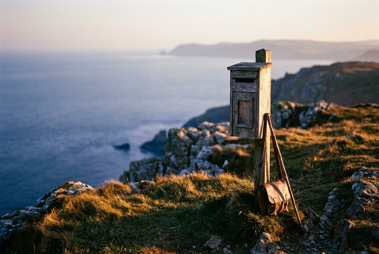 Cover photograph — The Cliff Post Cinematic cover photograph for the short story “The Cliff Post” by Z. Marlow — Ada Crowle, village postwoman: