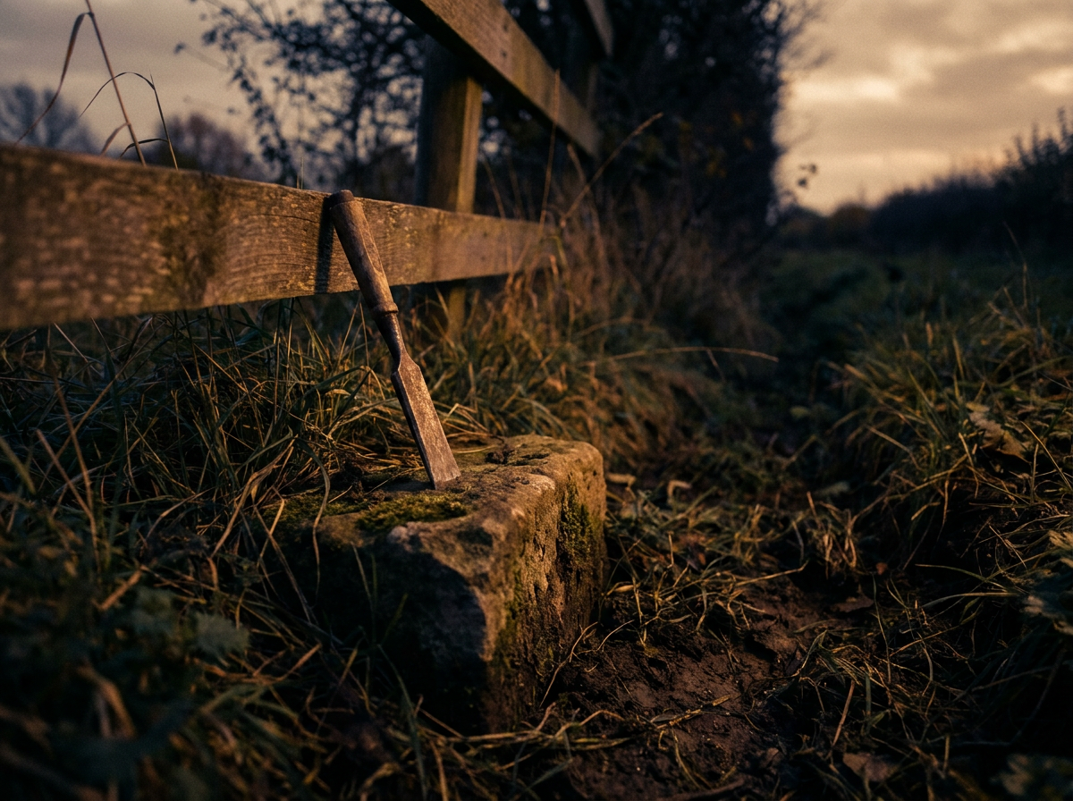 Cover photograph — Where Here Is Kept Cinematic cover photograph for the short story “Where Here Is Kept” by Z. Marlow — You pry the borough stone from the ditch with a fence rail and your apprentice’s least favorite chisel
