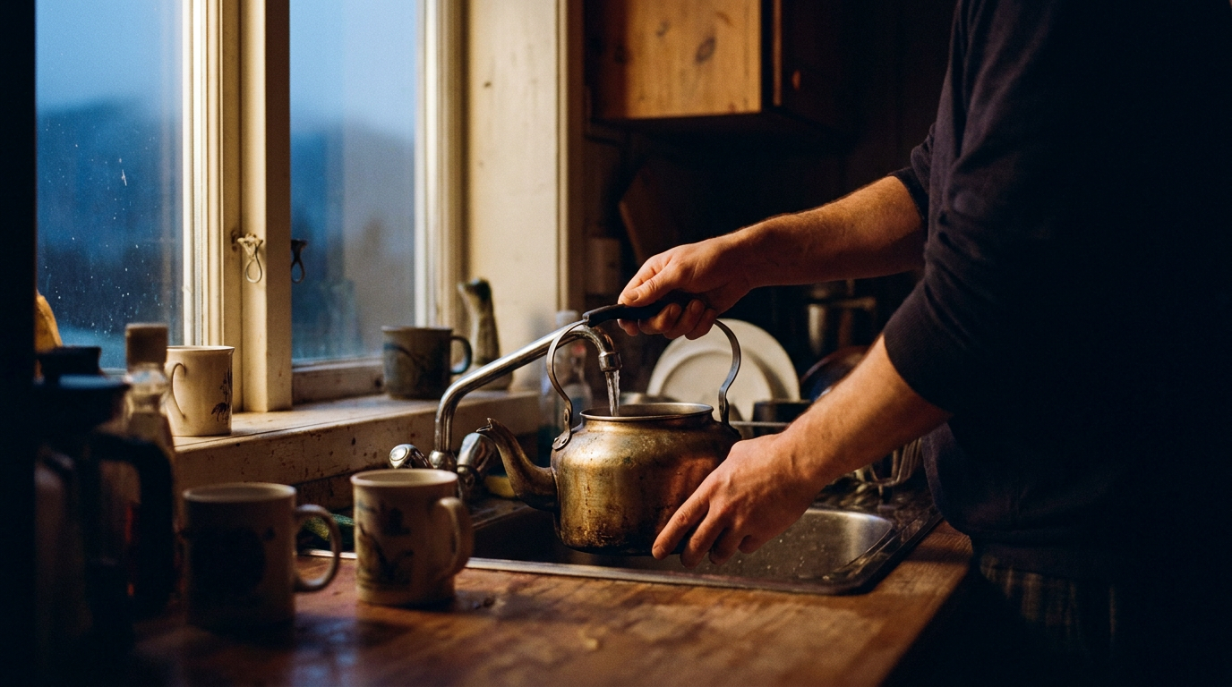 Cover photograph — The Water Underneath Cinematic cover photograph for the short story “The Water Underneath” by Z. Marlow — Miren filled the kettle before waking her father